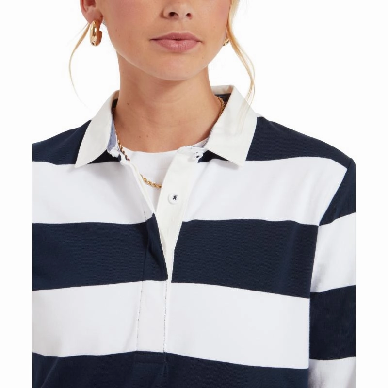 Exclusive Deal Inside Schoffel St Mawgan Ladies Rugby Shirt - Navy/White Stripe