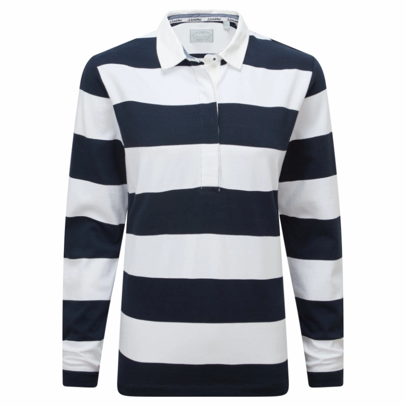 Save Today Only Schoffel St Mawgan Ladies Rugby Shirt - Navy/White Stripe