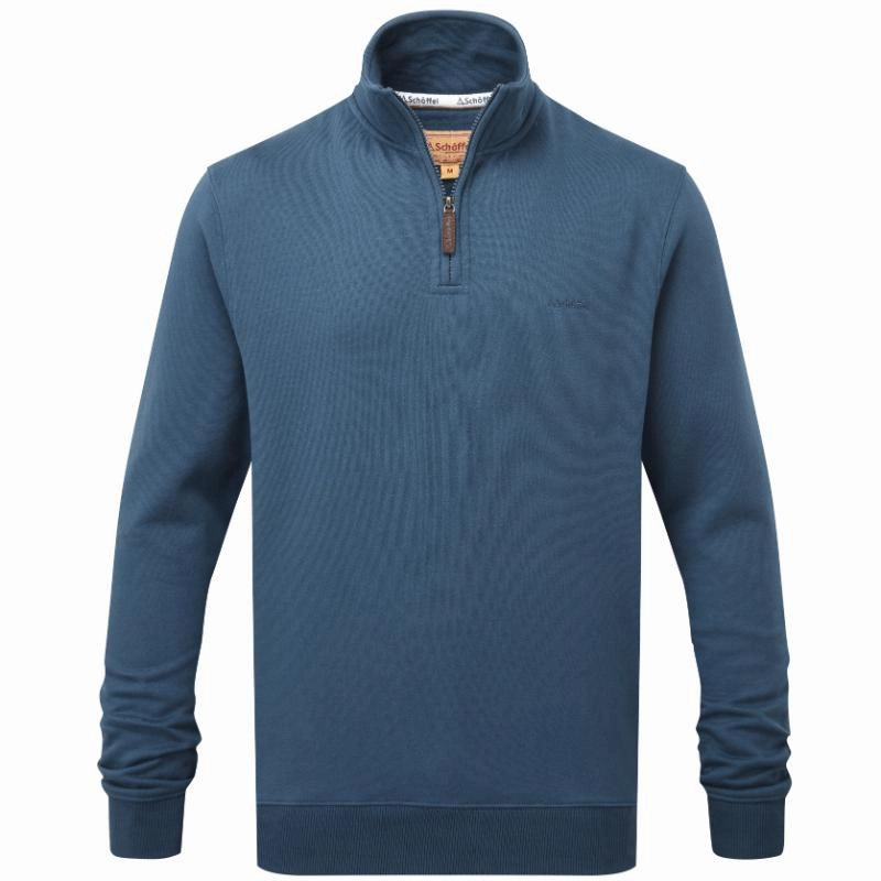 Todays Best Deal Schoffel St Merryn Mens 1/4 Zip Sweatshirt - Petrol Blue