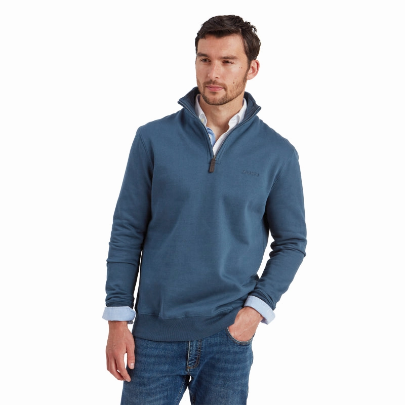 Perfect Gift Offer Schoffel St Merryn Mens 1/4 Zip Sweatshirt - Petrol Blue