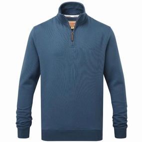 Todays Best Deal Schoffel St Merryn Mens 1/4 Zip Sweatshirt - Petrol Blue