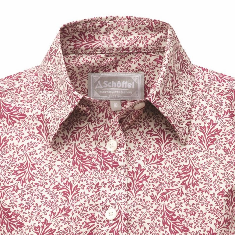 New Arrival Discount Hot Offer Inside Schoffel Suffolk Ladies Cotton Shirt - Fern Burgundy