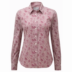 Today Only Special Limited Time Steal Schoffel Suffolk Ladies Cotton Shirt - Fern Burgundy