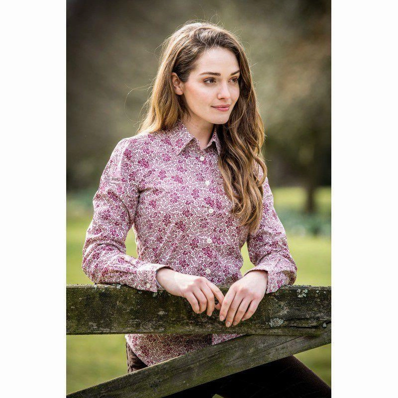 Grab Save Today Todays Special Savings Schoffel Suffolk Ladies Cotton Shirt - Fern Burgundy