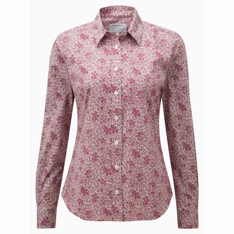 Hot Offer Frenzy Schoffel Suffolk Ladies Cotton Shirt - Fern Burgundy