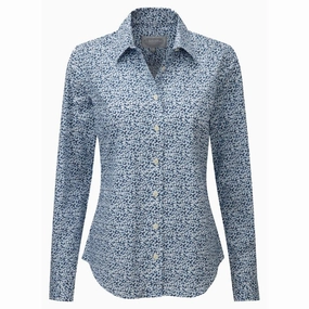 Price Slash Today Schoffel Suffolk Ladies Cotton Shirt - Navy Floral
