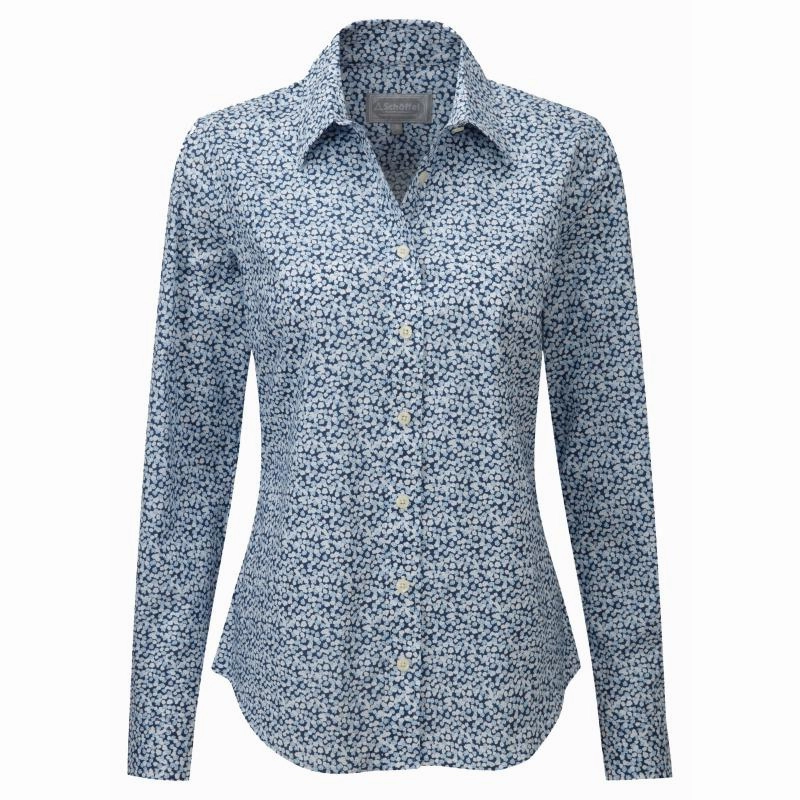 Price Slash Today Schoffel Suffolk Ladies Cotton Shirt - Navy Floral