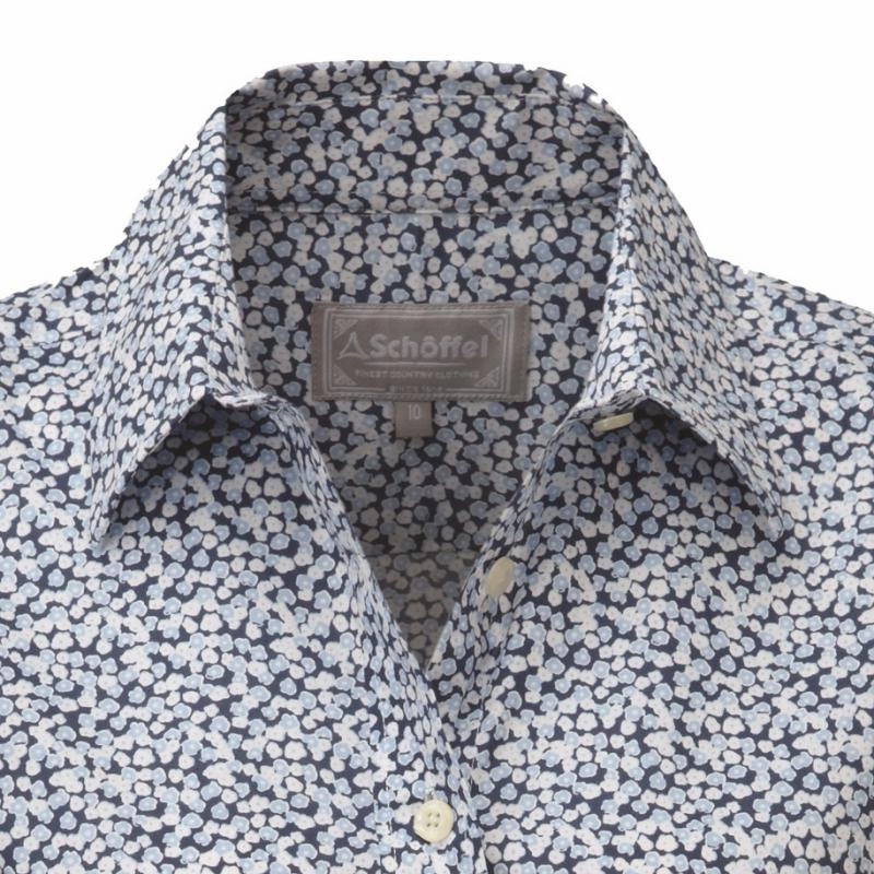 Schoffel Suffolk Ladies Cotton Shirt - Navy Floral Last Chance Steal Trending Deals Today