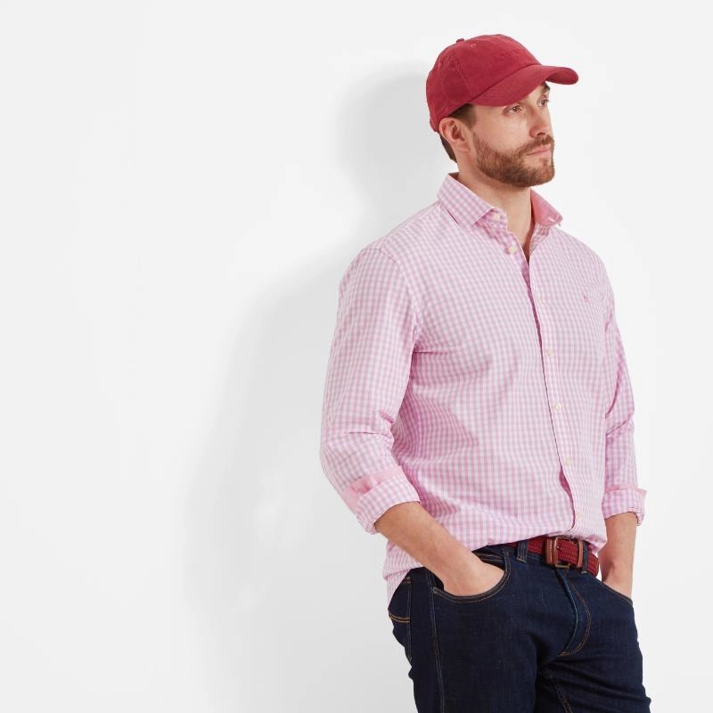 Schoffel Thorpeness Tailored Mens Shirt - Pink Check Shop Save Big Hot Offer Inside