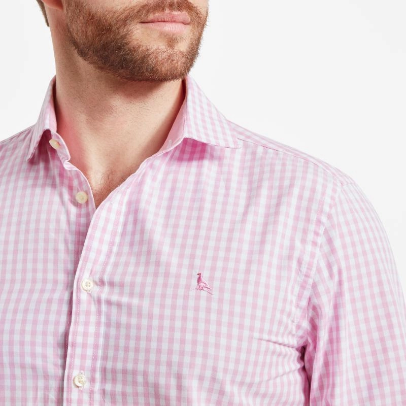 Trending Now Discount Schoffel Thorpeness Tailored Mens Shirt - Pink Check