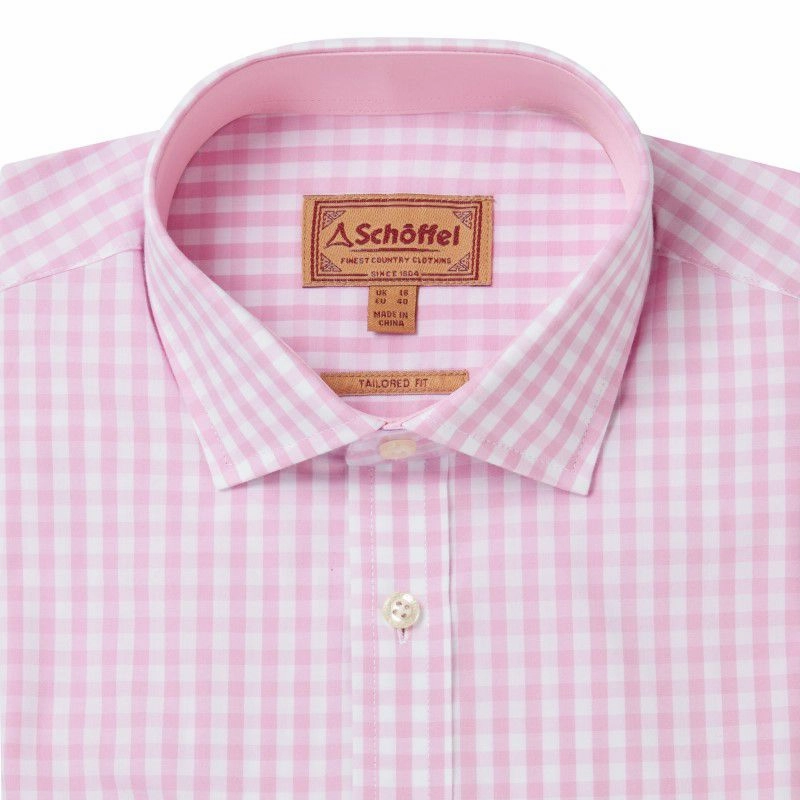 Schoffel Thorpeness Tailored Mens Shirt - Pink Check Limited Stock Alert