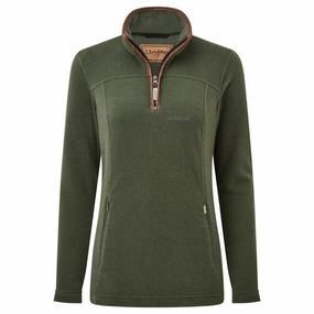 Price Slash Today EndofWeek Deals Schoffel Tilton Ladies 1/4 Zip Fleece - Cedar Green