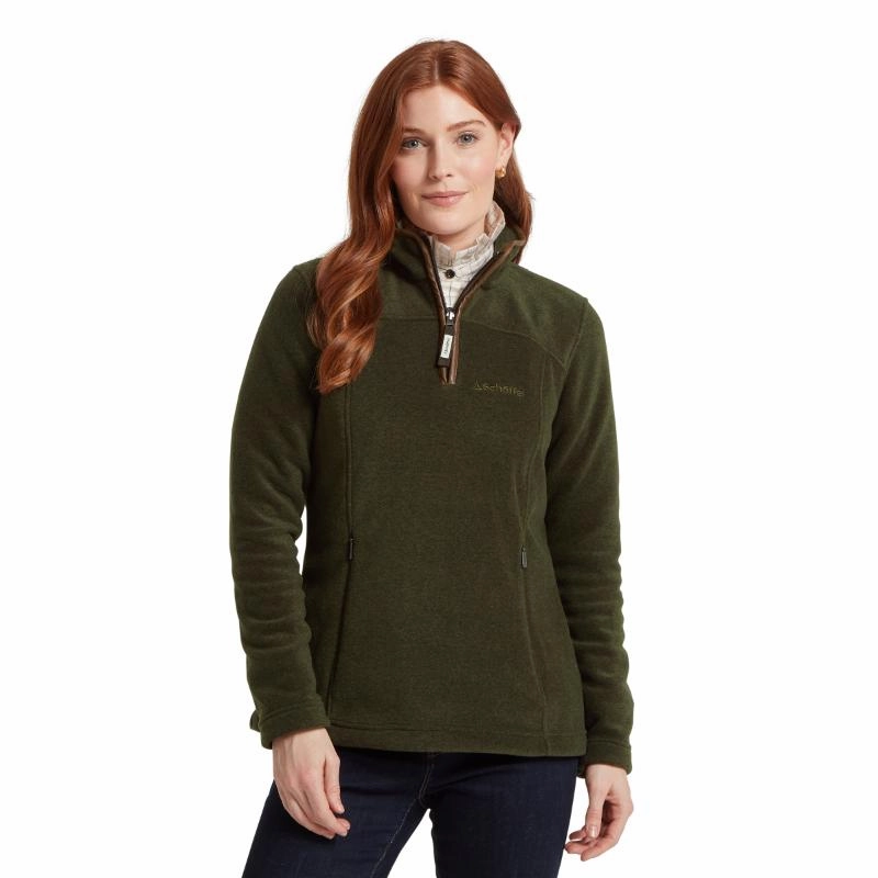 Hot Savings Alert Shop Smart Deals Schoffel Tilton Ladies 1/4 Zip Fleece - Dark Olive