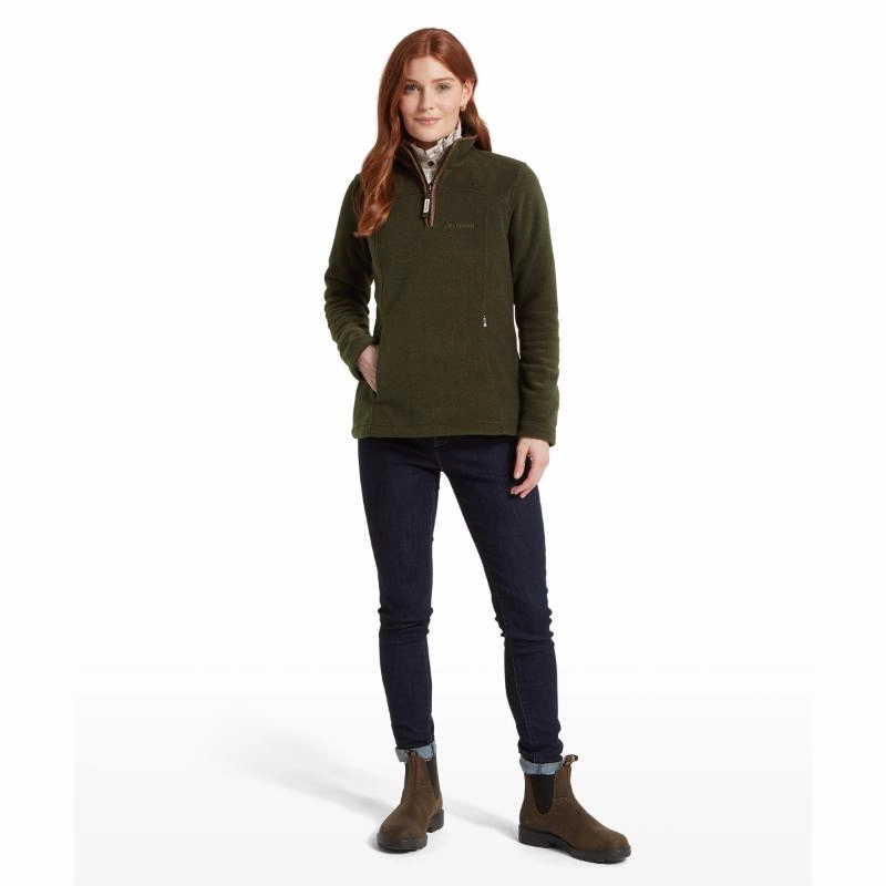Schoffel Tilton Ladies 1/4 Zip Fleece - Dark Olive Best Seller Deal