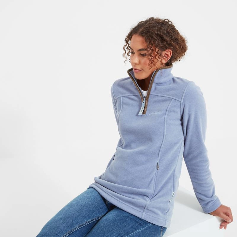 Limited Time Sale Schoffel Tilton Ladies 1/4 Zip Fleece - Powder Blue