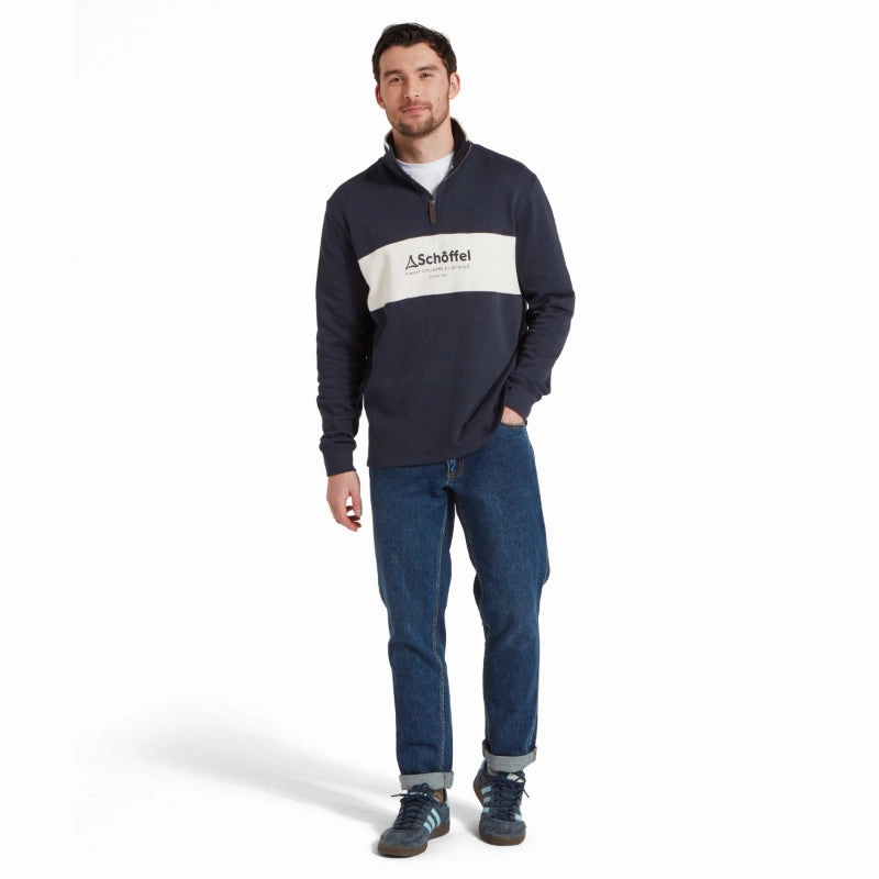 Schoffel Trencrom 1/4 Zip Mens Jumper - Navy/Stone Exclusive Holiday Deal Todays Trending Deals