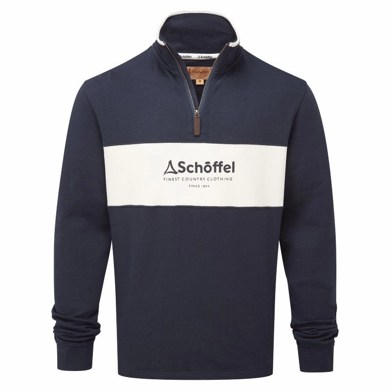 Dont Miss These Savings Perfect Gift Sale Schoffel Trencrom 1/4 Zip Mens Jumper - Navy/Stone