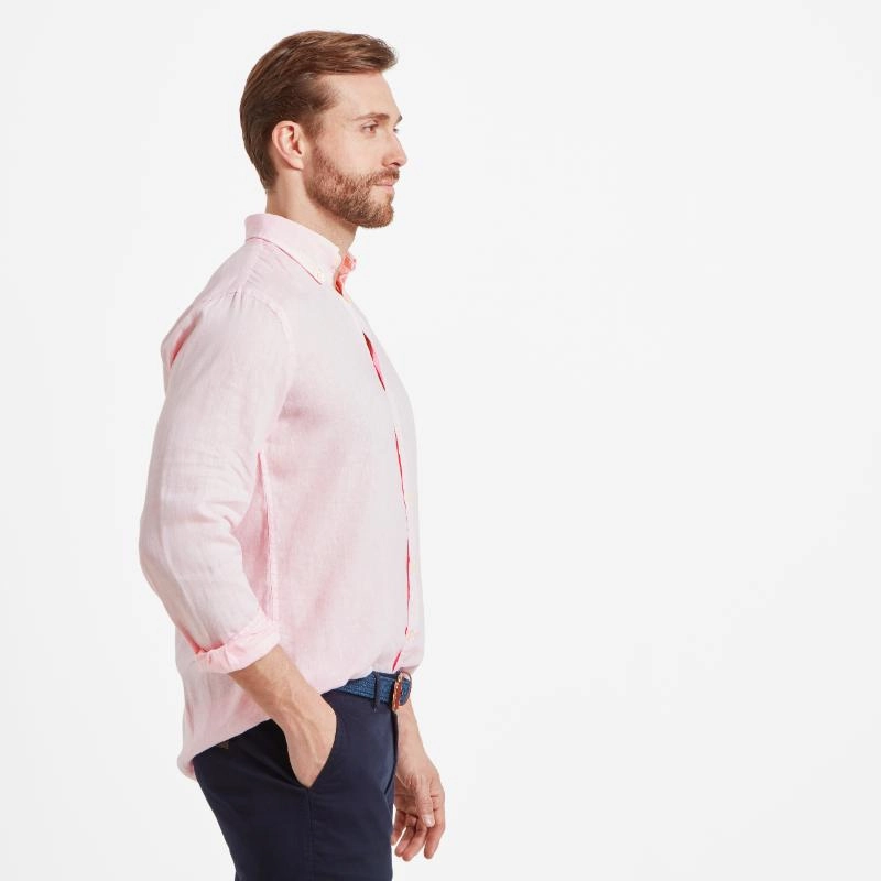 Schoffel Walsingham Mens Linen Shirt - Pale Pink Grab It Now Trending Deals Today
