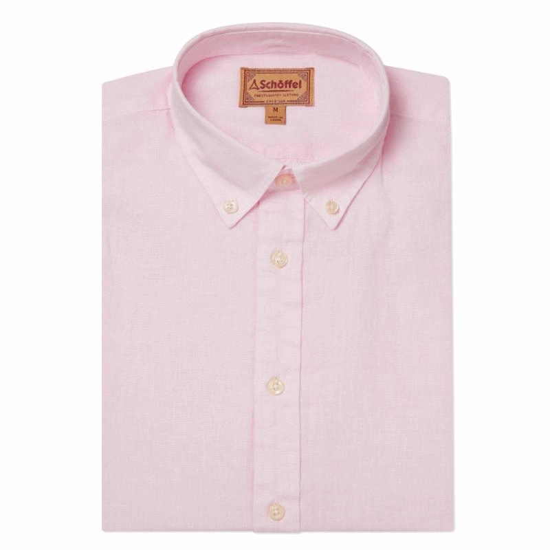 Schoffel Walsingham Mens Linen Shirt - Pale Pink Last Chance Steal Flash Offer Today