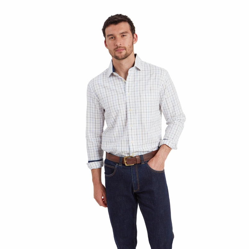 Trending Now Discount Special Offer Inside Schoffel Wells Tailored Mens Shirt - Woodland/Vintage Navy Check