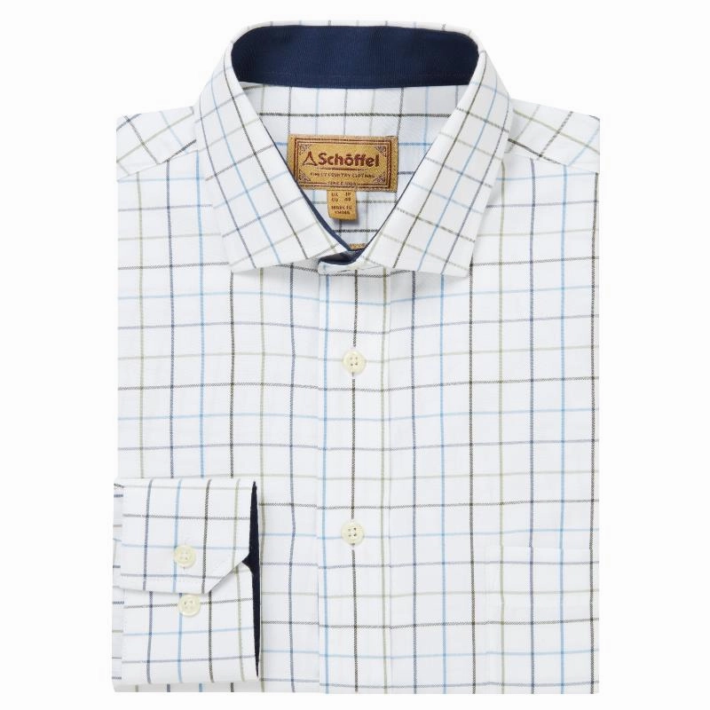 Schoffel Wells Tailored Mens Shirt - Woodland/Vintage Navy Check Hot Pick Online
