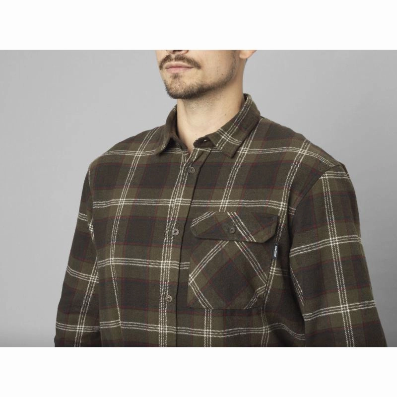 Limited Stock Hot Deal Seeland Glen Flannel Mens Shirt - Pine Green Check