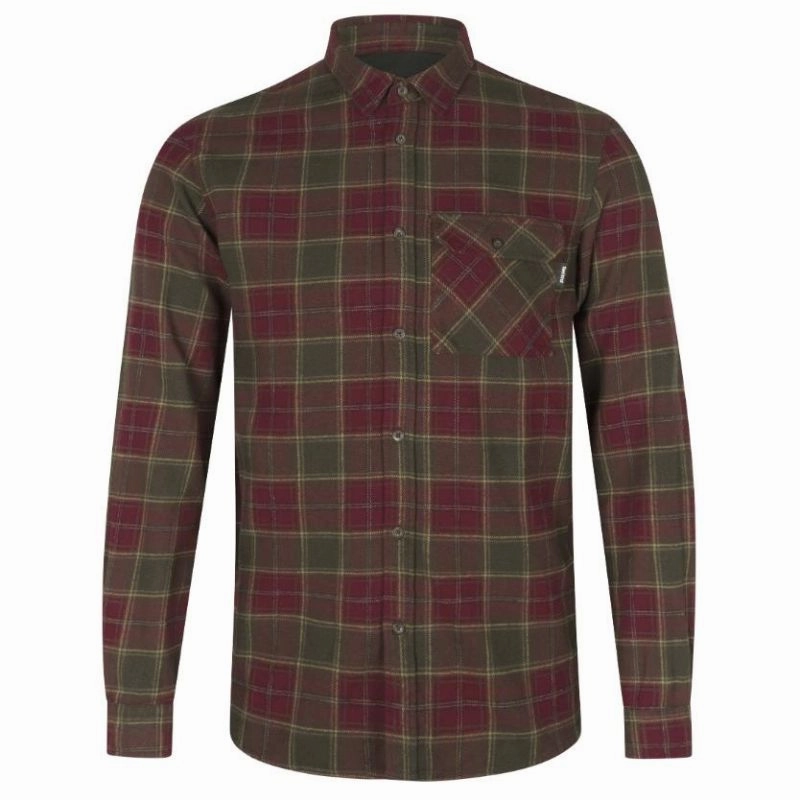Today Only Discount Alert Instant Savings Deal Seeland Glen Flannel Mens Shirt - Red Forest Check