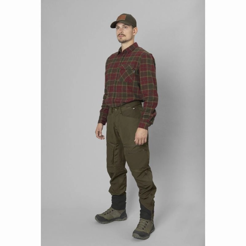 Special Deals Online Seeland Glen Flannel Mens Shirt - Red Forest Check