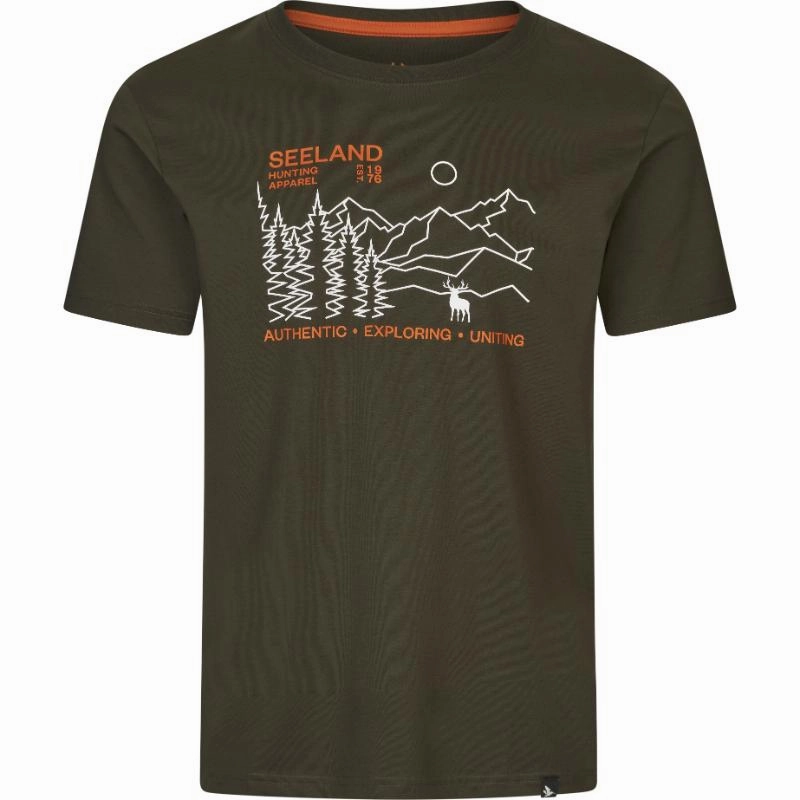 Seeland Landscape Mens T-Shirt - Pine Green Hot Offer Ending Soon