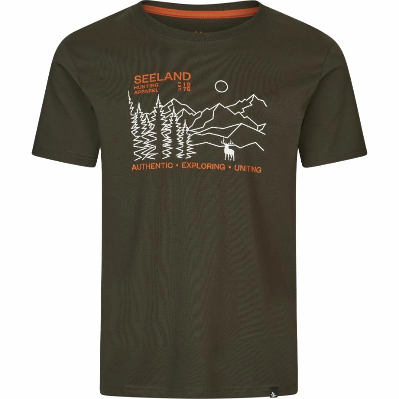 Seeland Landscape Mens T-Shirt - Pine Green Hot Clearance Now