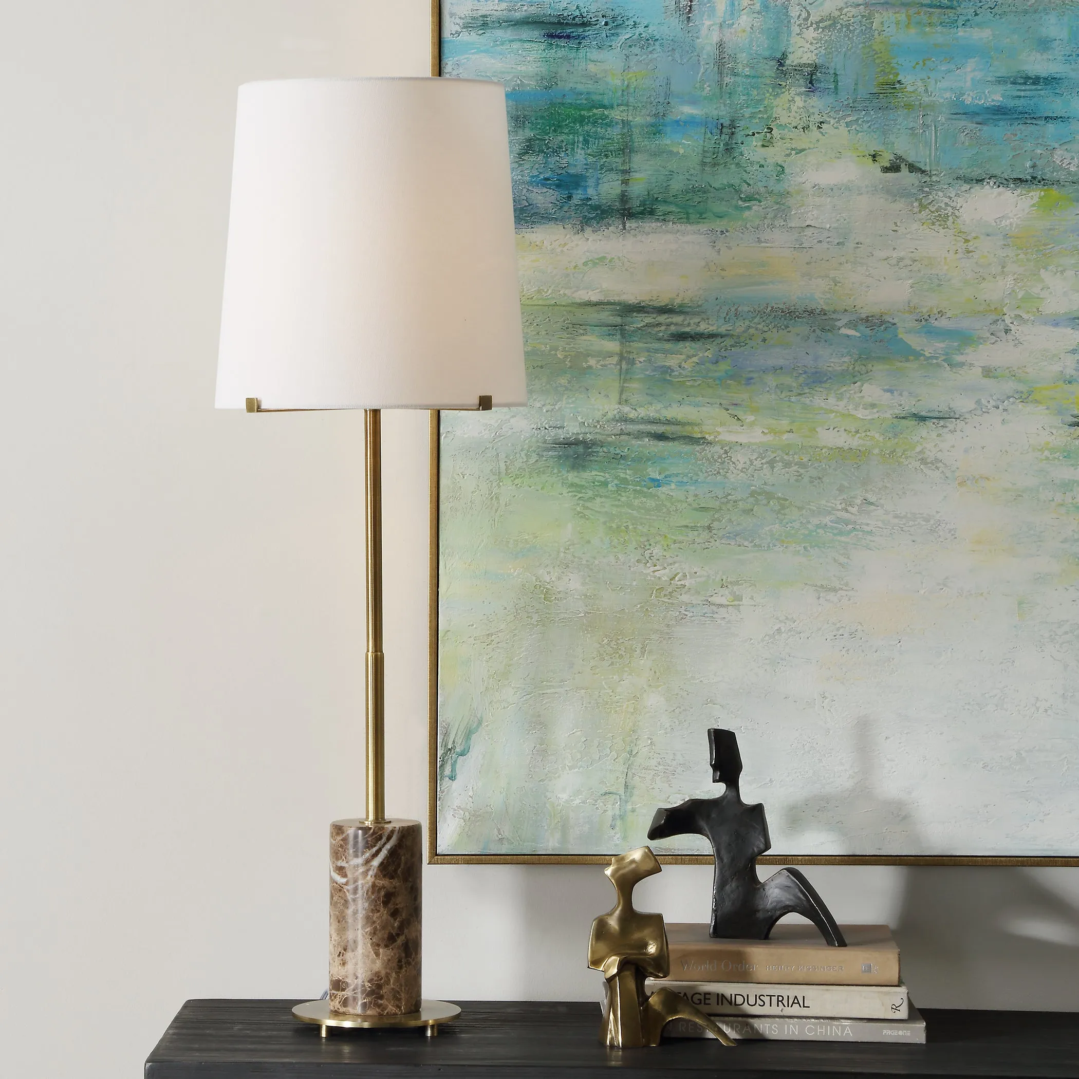 Sepia Brown Marble Buffet Lamp