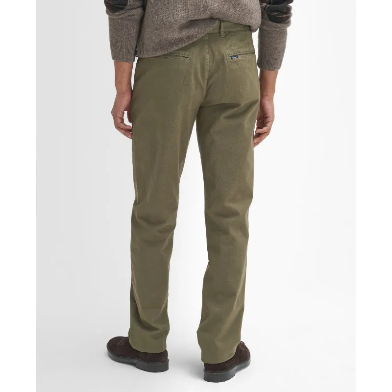Barbour Washed Stretch Twill Tailored Fit Mens Trousers - Olive Special Price Offer Today Only Hot Sale