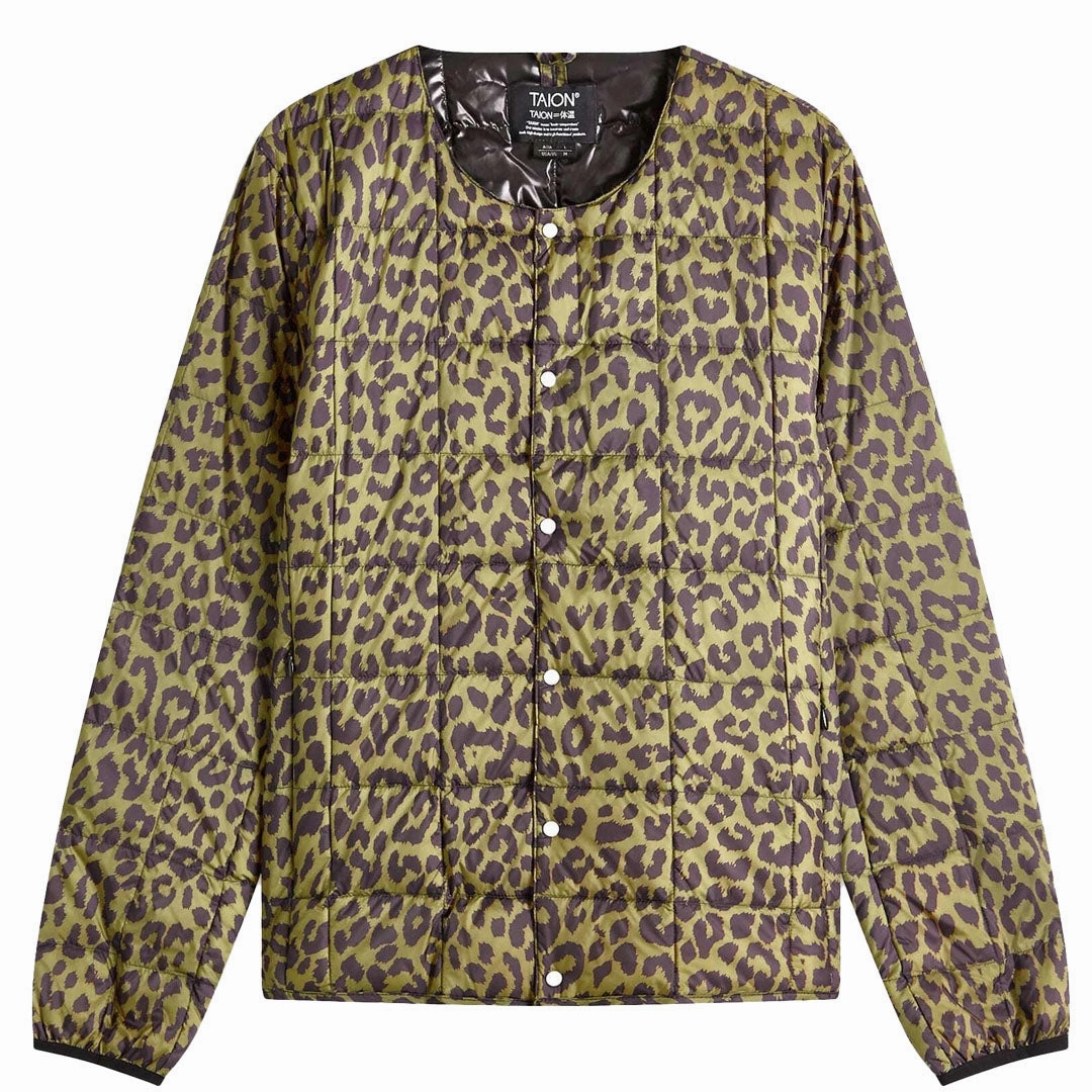 Taion Womens Crew Neck Button Down Jacket Leopard Price Drop Today