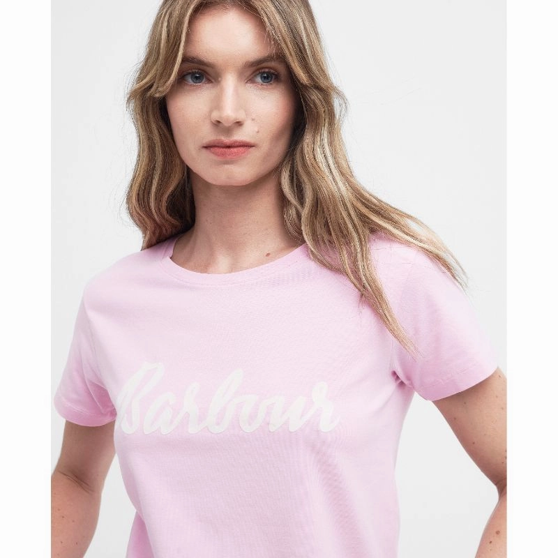 Barbour Otterburn Ladies T-Shirt - Mallow Pink Mega Discount Event Todays Mega Savings