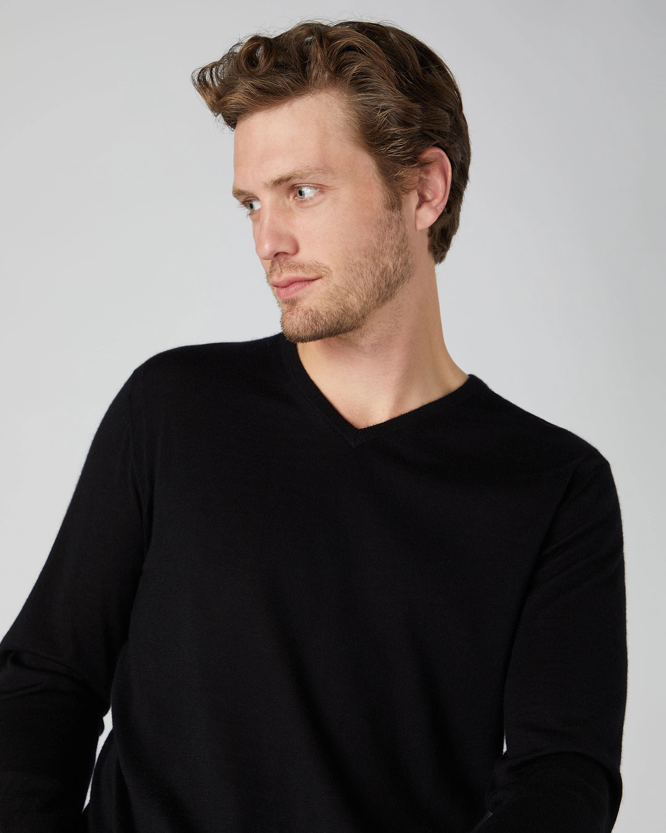 Men'S Conduit Fine Gauge Cashmere V Neck Jumper Black Steal Todays Offer Daily Clearance Deal