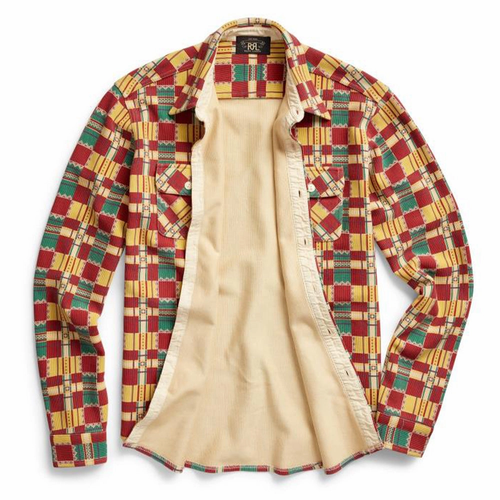 Rrl By Ralph Lauren Matlock Work Shirt Red / Teal Special Deal Frenzy Gift Sale Event