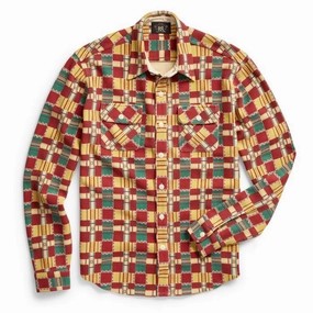 Rrl By Ralph Lauren Matlock Work Shirt Red / Teal Last Chance Steal