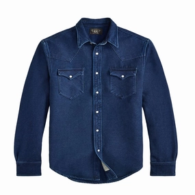 Rrl By Ralph Lauren Slim Fit Chamois Western Shirt Indigo Limited Time Steal Save Today Only