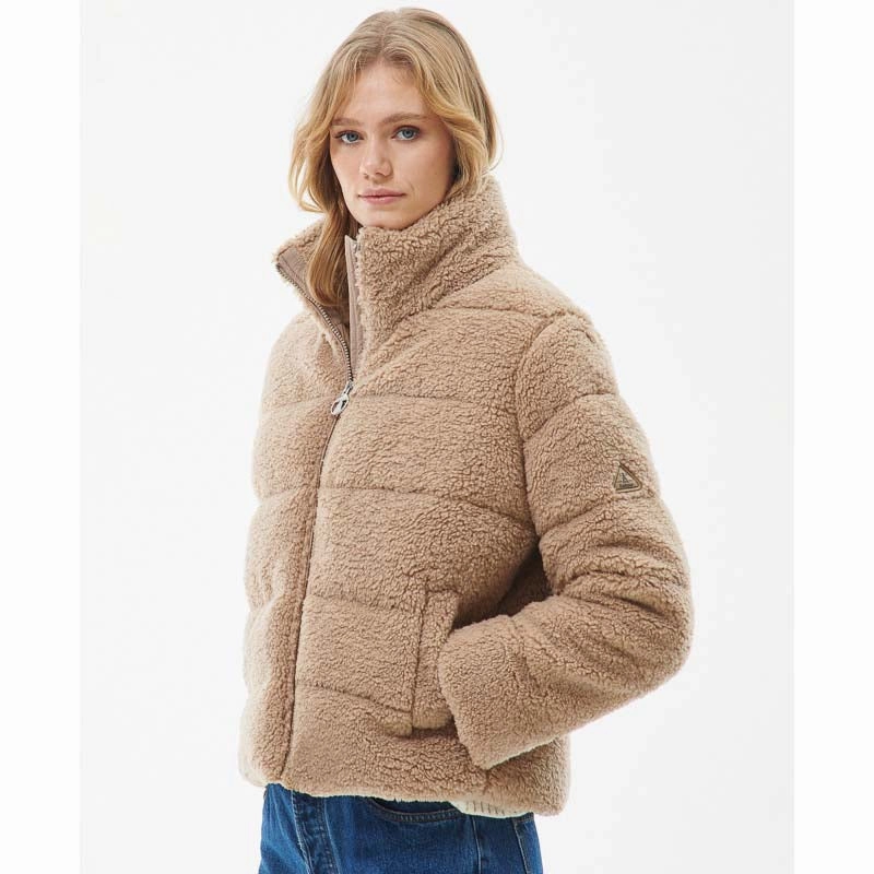 Limited Time Sale Barbour Lichen Ladies Quilted Teddy Fleece Jacket - Light Trench