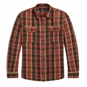 Grab Your Deal Today Rrl By Ralph Lauren Plaid Twill Workshirt Red/Black Multi
