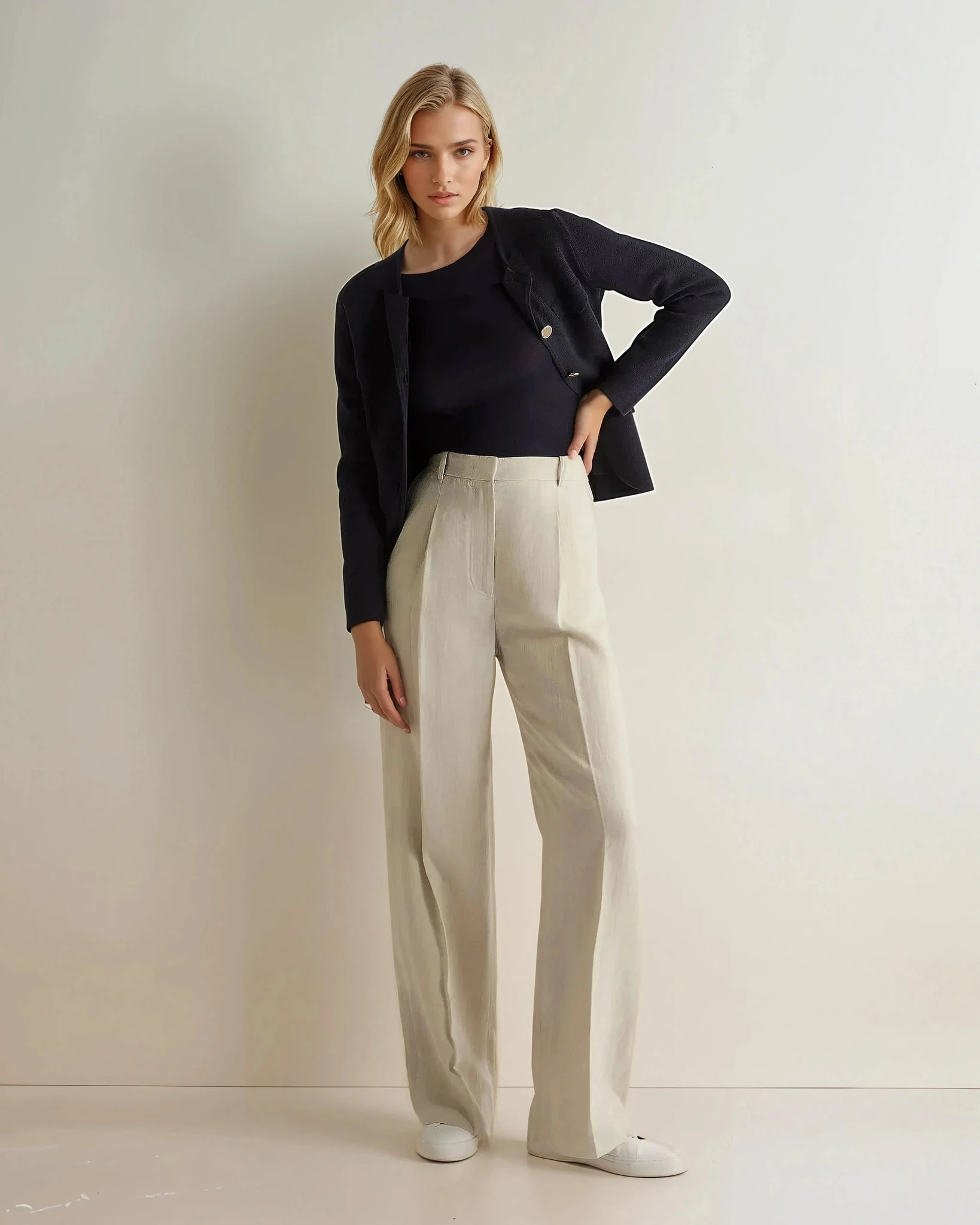 Women'S Eden Superfine Cashmere Round Neck Top Navy Blue Exclusive Online Deal