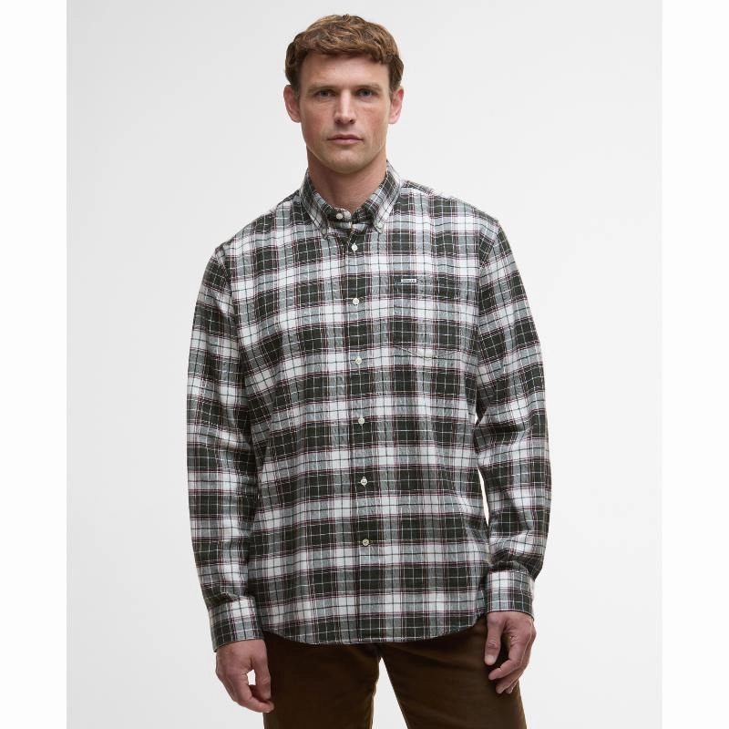 Barbour Telfield Regular Mens Checked Shirt - Olive Grab Save Today Today Only Hot Pick