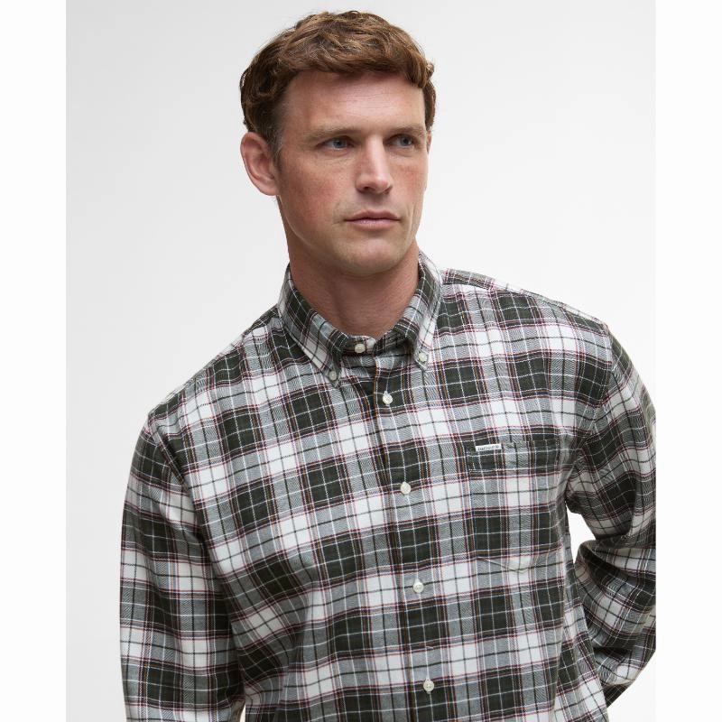 EndofWeek Deals Big Savings Today Barbour Telfield Regular Mens Checked Shirt - Olive