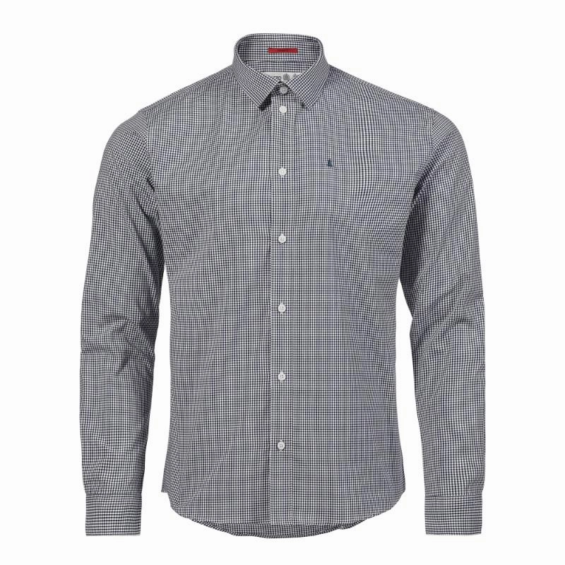Musto Sardinia Micro Gingham Mens Shirt - Navy / White Grab It Fast