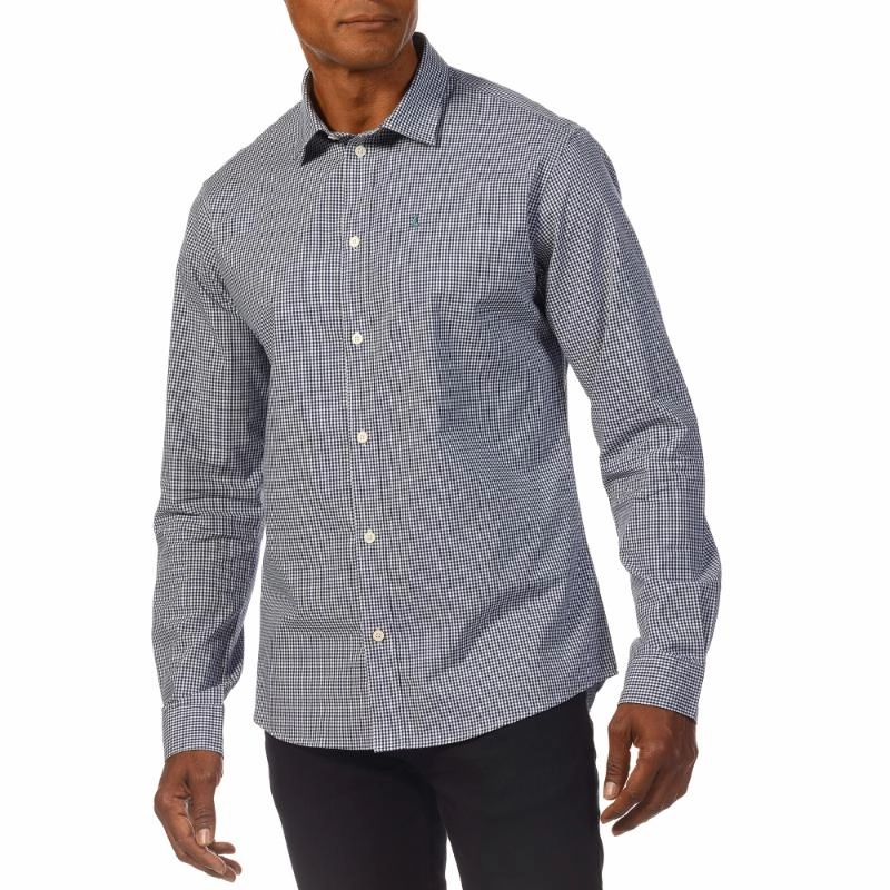 Musto Sardinia Micro Gingham Mens Shirt - Navy / White Shop the Best Deals