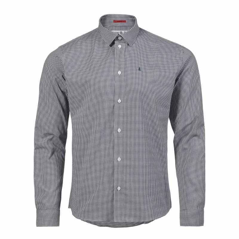 Musto Sardinia Micro Gingham Mens Shirt - Navy / White Limited Time Sale Hot Price Drop