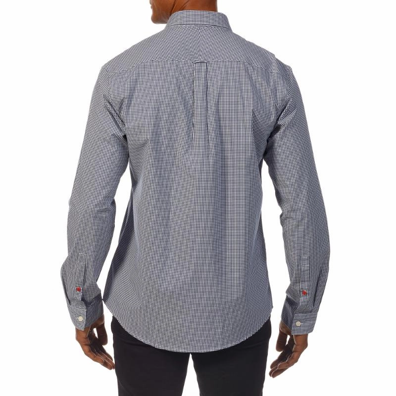 Musto Sardinia Micro Gingham Mens Shirt - Navy / White Limited Time Offer Big Clearance Event