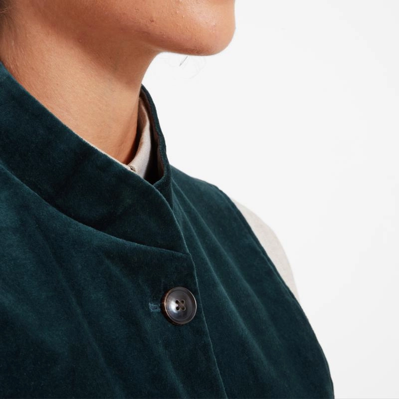 Schoffel Nehru Ladies Velvet Waistcoat - Kingfisher Exclusive Deal Inside