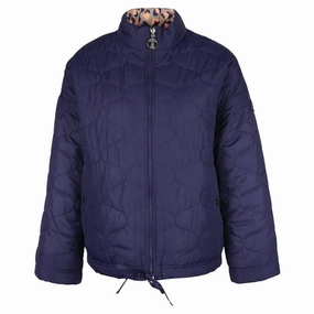 Todays Special Savings Barbour Printed Reversible Apia Ladies Quilt Jacket - Eternal Ink/Light Trench Starling Print