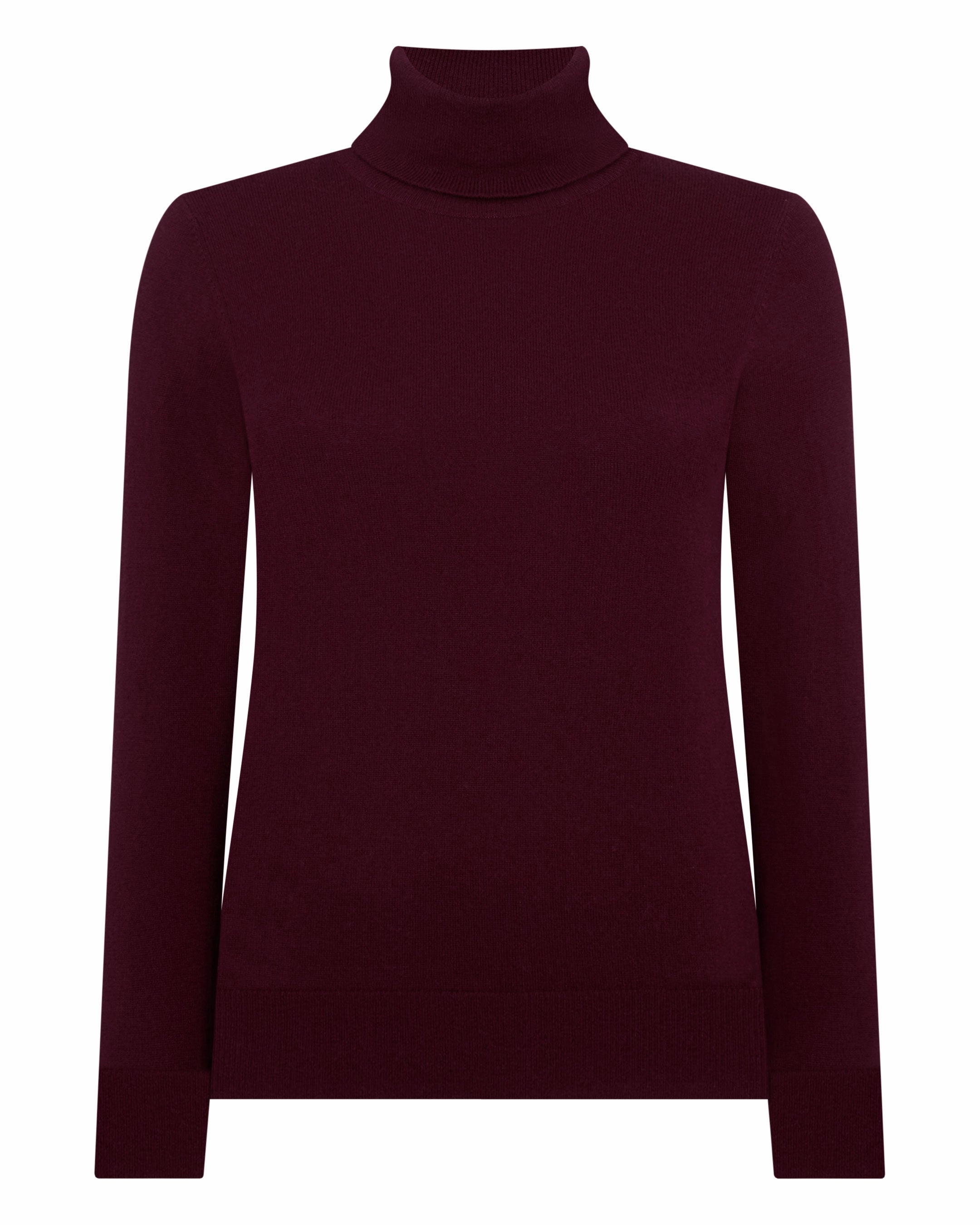 Mega Discount Event Big Savings Alert Women'S Luna Roll Neck Cashmere Jumper Bordeaux Red
